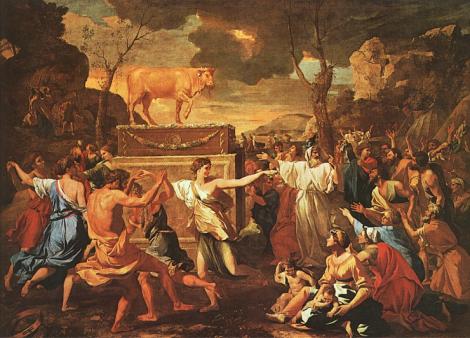 "L'Adoration du veau d'Or", Nicolas Poussin, 1634